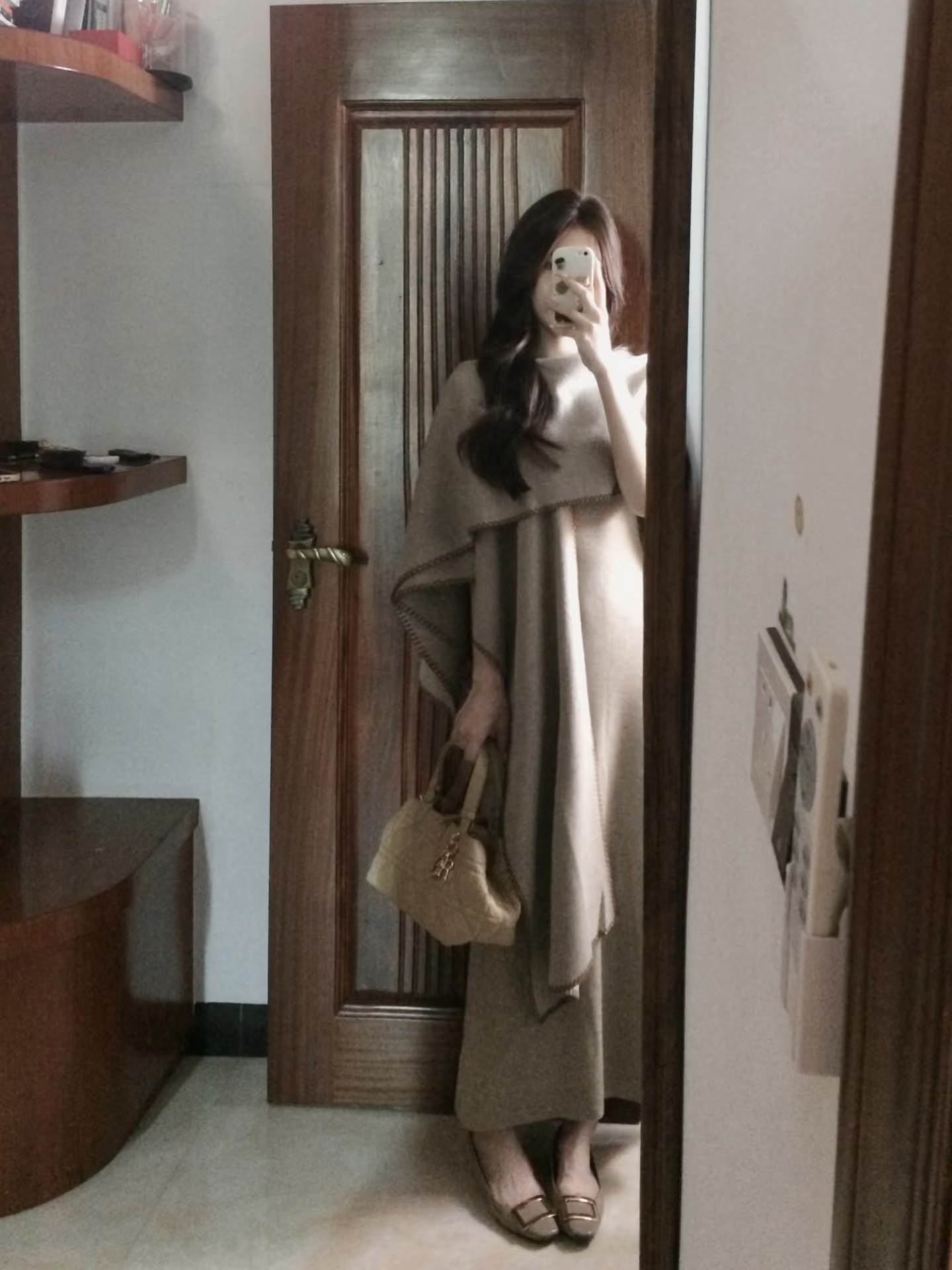 High Quality Shawl Set Slimming Wool Blend Dress Fall Long Skirt Two Piece Set – Style edae8d