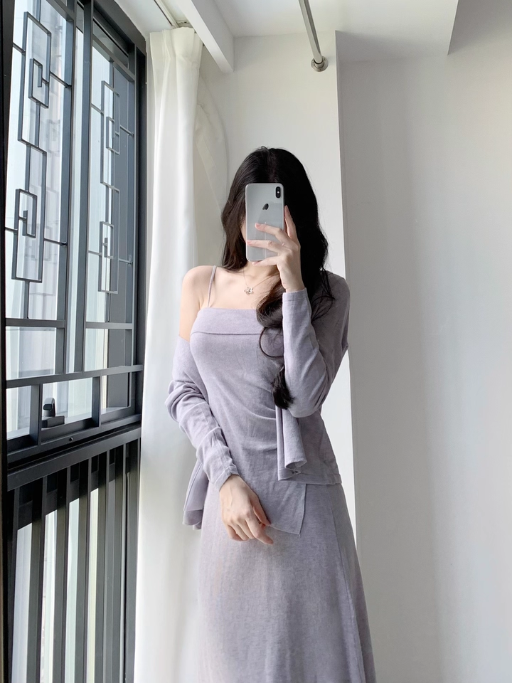 Early Autumn 3-Piece Knit Set 2025 Shawl Cami and Skirt - Image 2