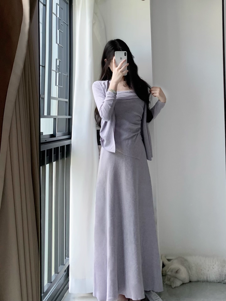Early Autumn 3-Piece Knit Set 2025 Shawl Cami and Skirt - Image 4