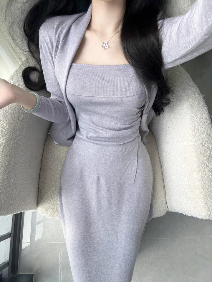 Early Autumn 3-Piece Knit Set 2025 Shawl Cami and Skirt