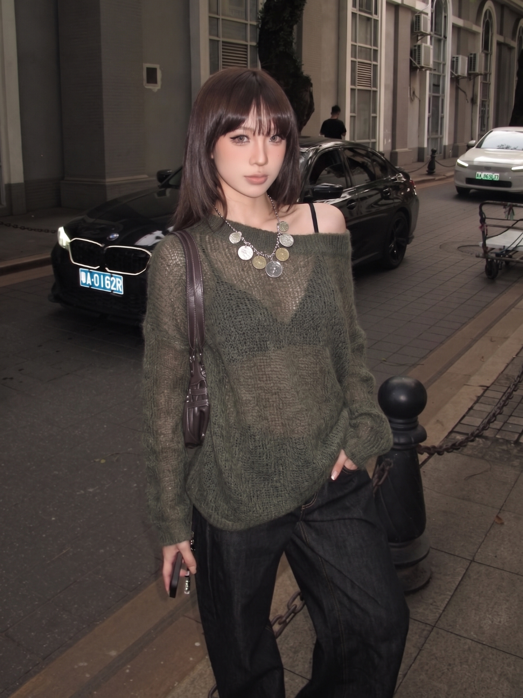 Lazy Relaxed One-Shoulder Cutout Loose Knit Long-Sleeve Pullover Top - Style a63a86 - Image 2