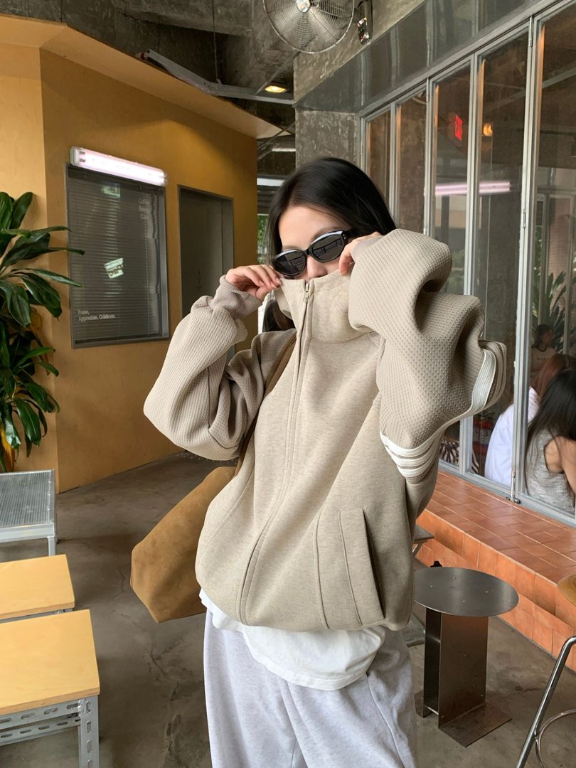 Women's Korean Loose Fit Hooded Cardigan Jacket Cotton Solid Color Fall Outerwear - Image 3