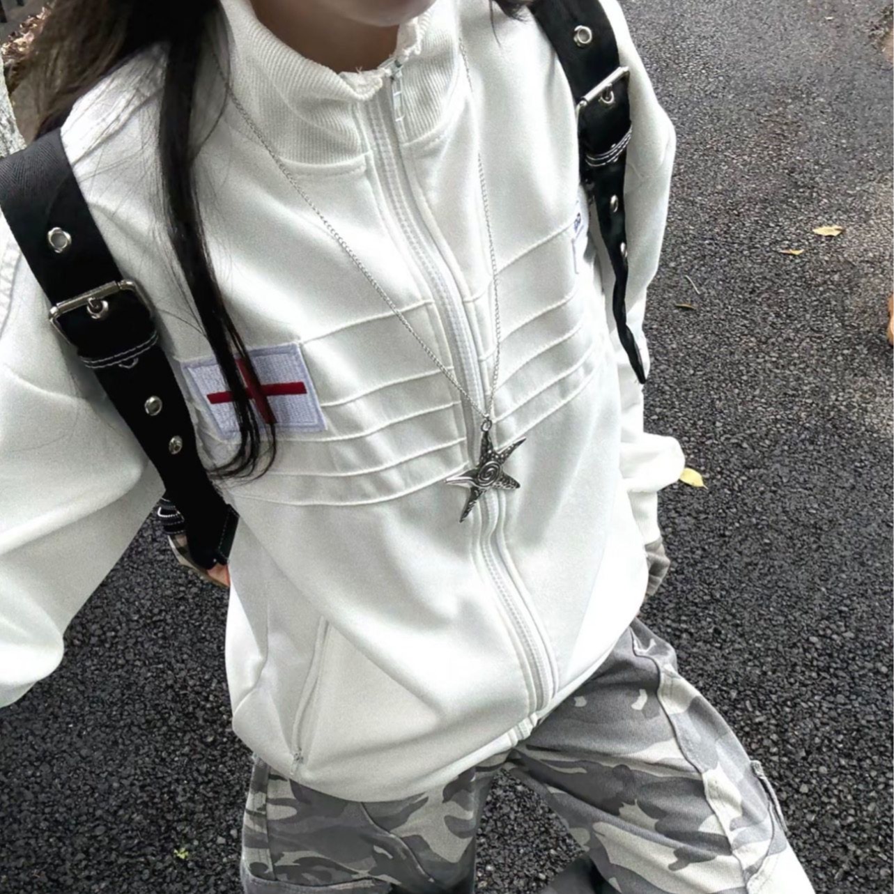 Women's Embroidered Zip-Up Jacket with Pockets - Image 4